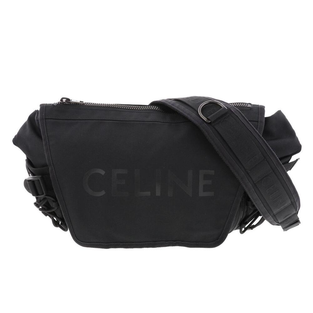 CELINE Trekking Messenger Bag Shoulder Black Canvas AB